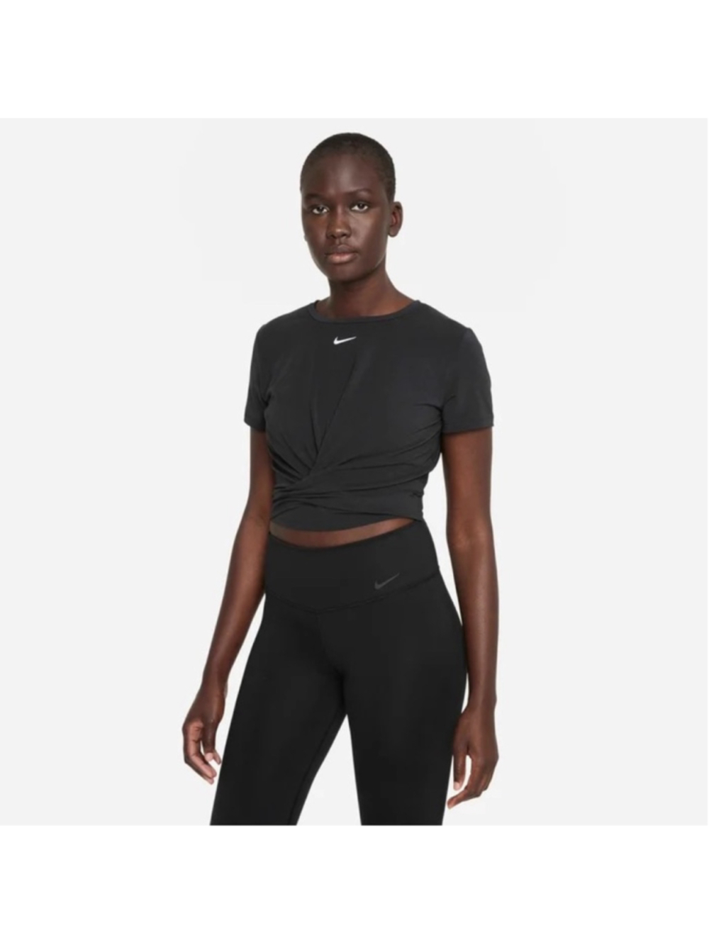 Nike Dri-FIT One Luxe Women's Twist Cropped Short-Sleeve Top in Black